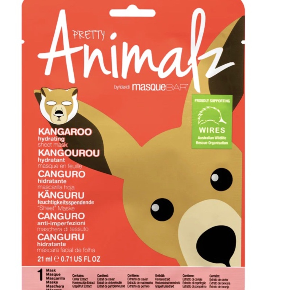 Masque BAR Look Beauty Pretty Animalz Kangaroo Sheet Mask - 0.71 fl. oz.